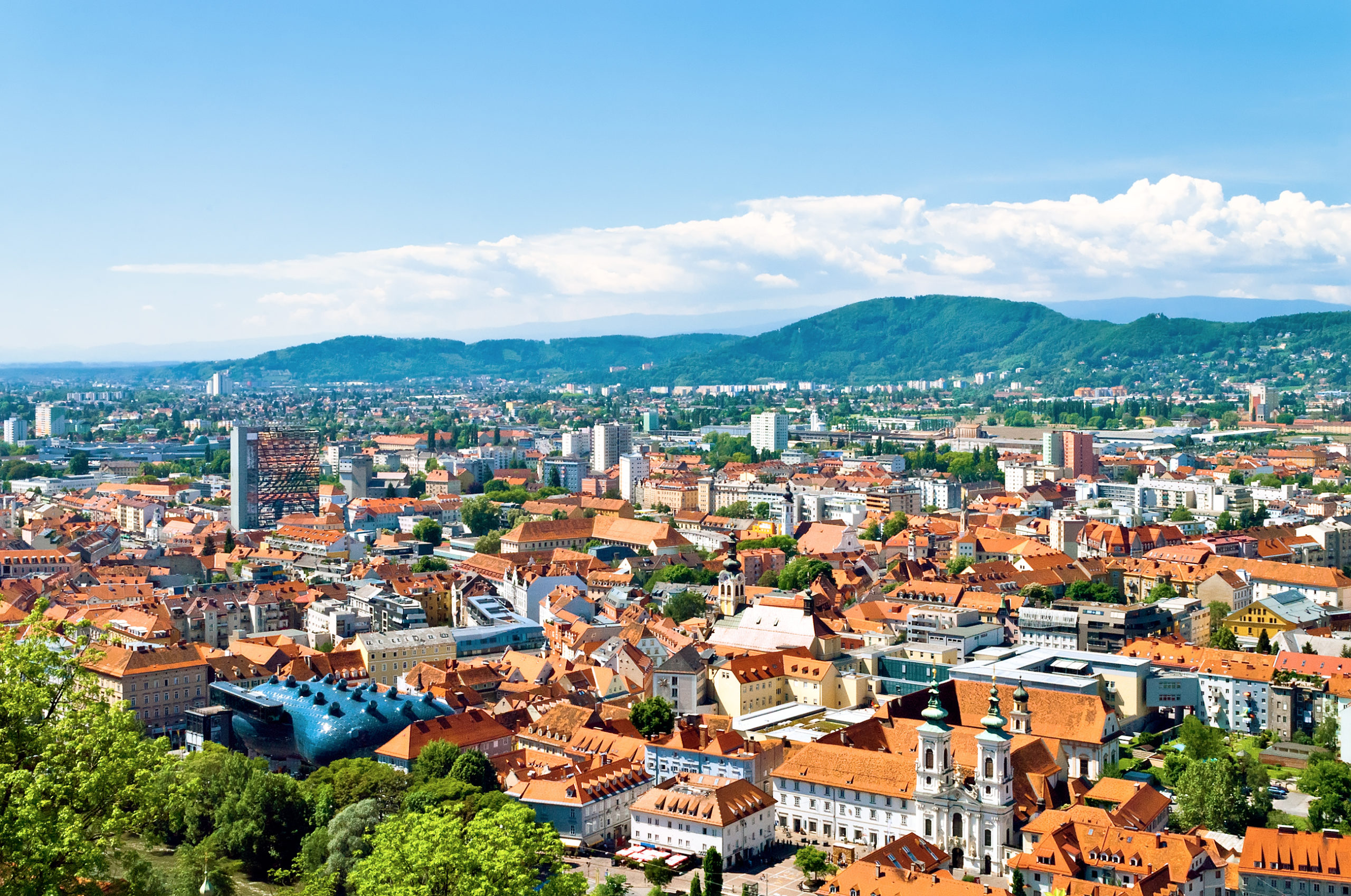 Panoramabild der Stadt Graz.