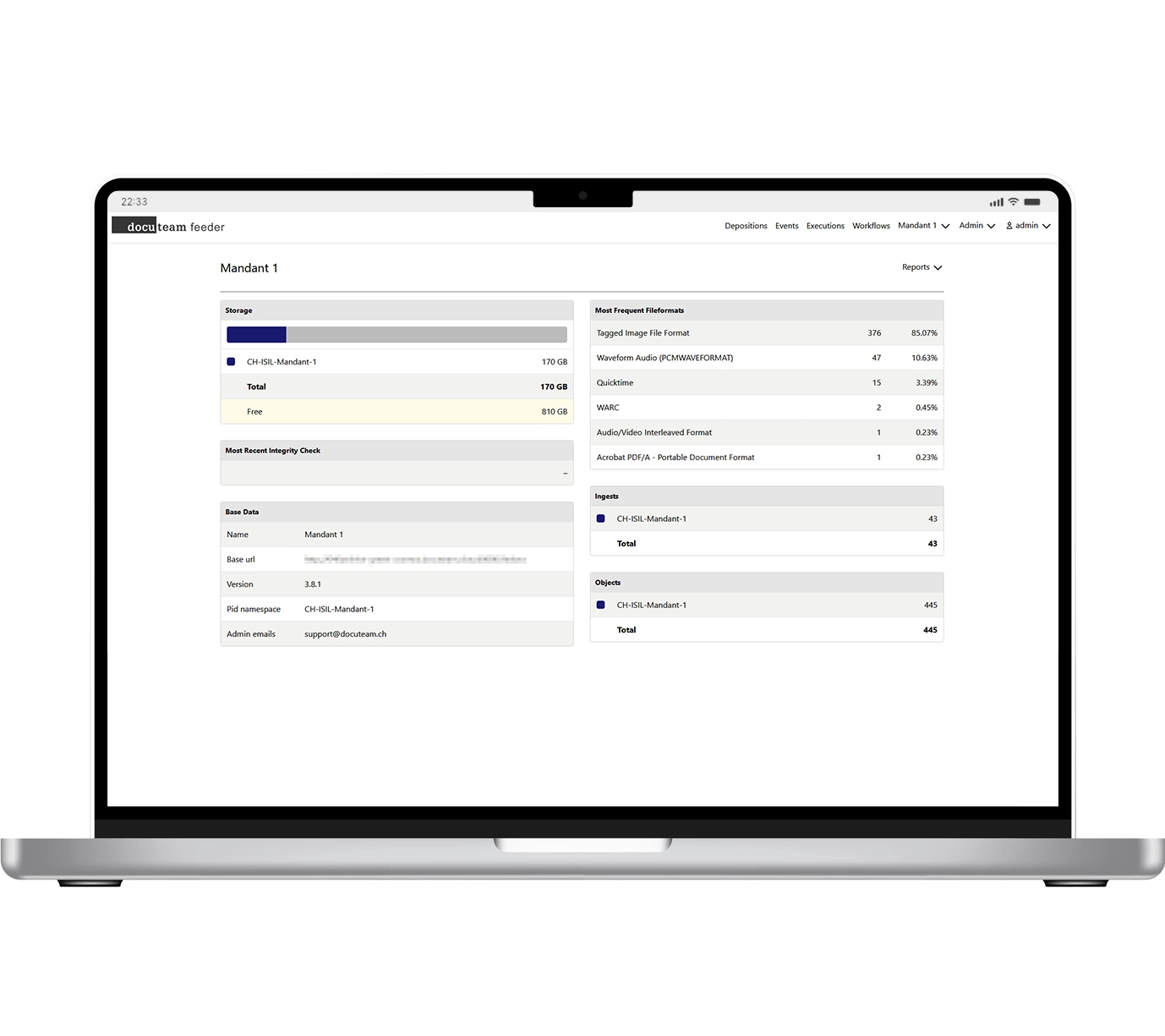Digitales Langzeitarchiv 11 Der Screenshot zeigt das User Interface von feeder Cockpit Funktion.