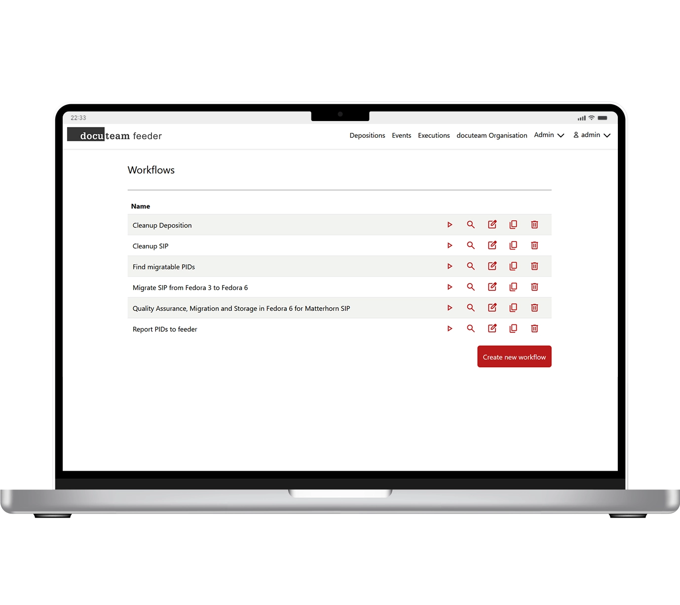 Digitales Langzeitarchiv 10 Der Screenshot zeigt das User Interface von feeder Workflow Funktion.