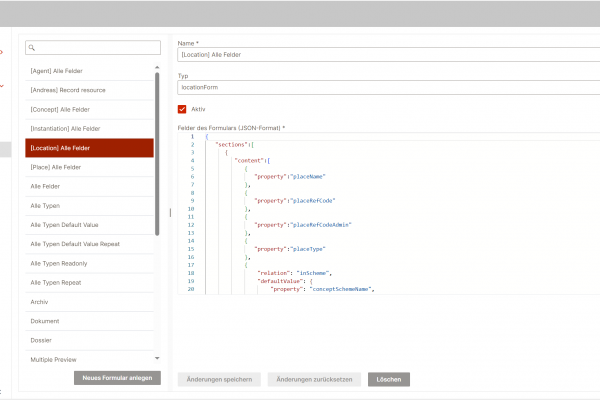 Screenshot der Benutzeroberfläche von der Funktion "Maßgeschneiderte Formulare"