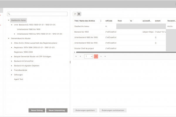 Screenshot der Benutzeroberfläche von der Funktion "Rasteransicht"