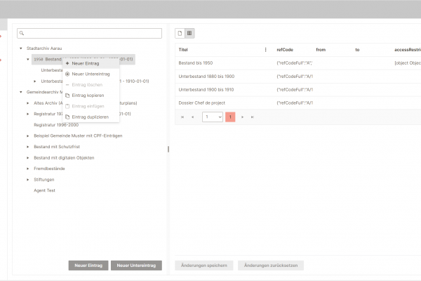 Screenshot der Benutzeroberfläche von der Funktion "Schnelle Verwaltung"
