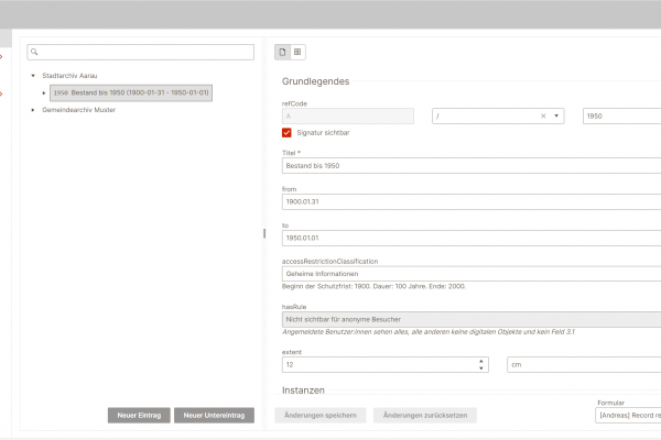 Screenshot der Benutzeroberfläche von der Funktion "Schutzfrist setzen"